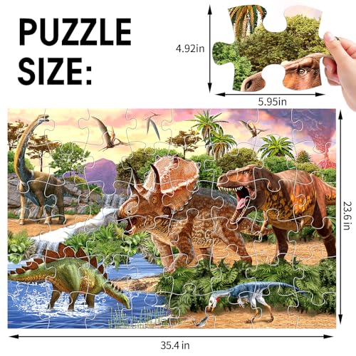 IFLOVE Jumbo Floor Puzzle for Kids48 Piece Dinosaur Large Jigsaw Puzzles for Toddlers Ages 35Children Learning Preschool Educational Dinosaur ToysChristmas Birthday Easter Gifts for Boys Girls Ages 48 - Image 5
