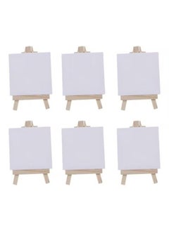 Dream Zone Pack Of 6 Mini Canvas Board With Wooden Easel White/Beige  - Image 1