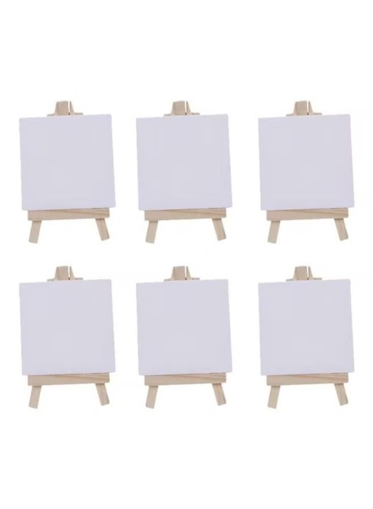 Dream Zone Pack Of 6 Mini Canvas Board With Wooden Easel White/Beige - Image 1