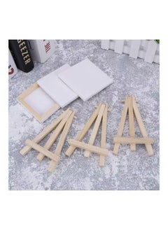 Dream Zone Pack Of 6 Mini Canvas Board With Wooden Easel White/Beige  - Image 2