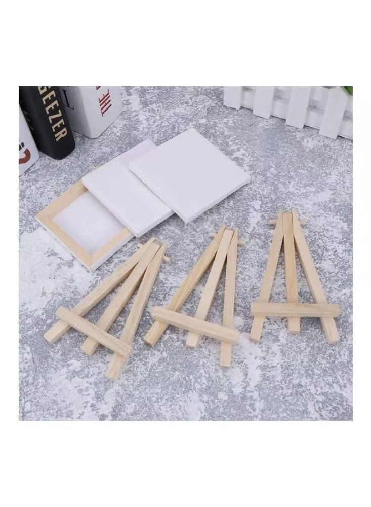 Dream Zone Pack Of 6 Mini Canvas Board With Wooden Easel White/Beige - Image 2