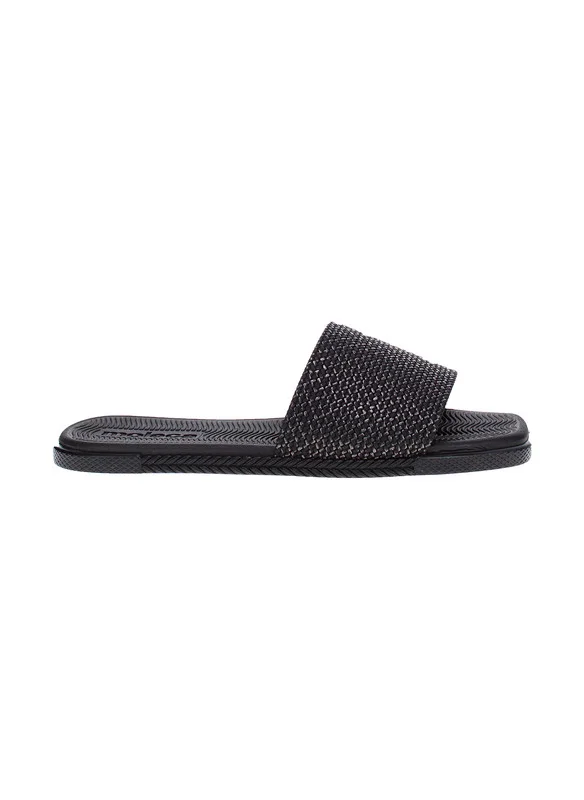 موليكا Moleca Ladies Flat Sandals Black | Made In Brazil