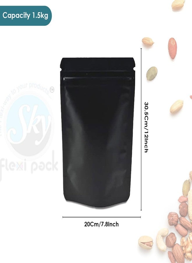 SKY FLEXI PACK Matte Black Zip Lock Stand Up Pouches | 20x30.5 cm | 1.5KG | Pack of 5 | Durable Airtight Polyester Storage Bags Without Transparent Window | Leakproof Self-Sealing Multi-Purpose Pouch - Image 2