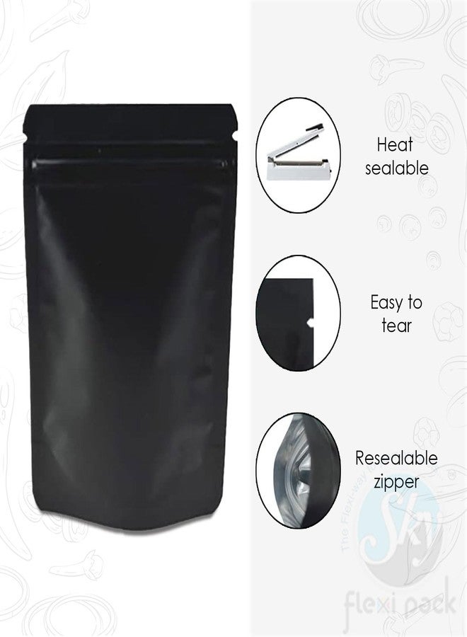 SKY FLEXI PACK Matte Black Zip Lock Stand Up Pouches | 20x30.5 cm | 1.5KG | Pack of 5 | Durable Airtight Polyester Storage Bags Without Transparent Window | Leakproof Self-Sealing Multi-Purpose Pouch - Image 3