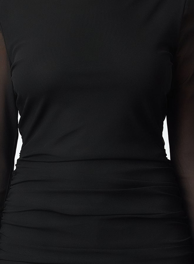 trendyol فستان تولا ضيق أسود TPRAW25EL00003 - Image 4