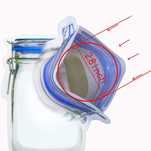laffeya 20Pack 1000ml (9.6x6.6inch) Reusable Mason Jar Bags for Candy & Snacks - Leakproof Storage & Display - Image 5