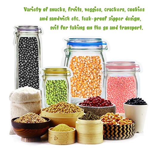 laffeya 20Pack 1000ml (9.6x6.6inch) Reusable Mason Jar Bags for Candy & Snacks - Leakproof Storage & Display - Image 4
