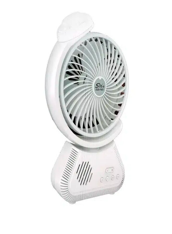 ZQS F803 سماعات بلوتوث لاسلكية صغيرة FM TF متعددة الوظائف لسطح المكتب ومروحة محمولة