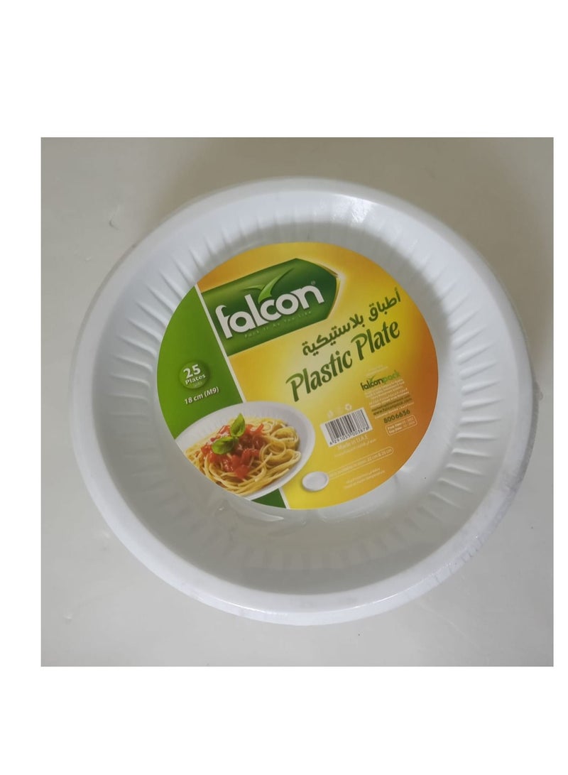 Falconpack Falcon  25 Pcs Round Plastic Plate  18cm - Image 2
