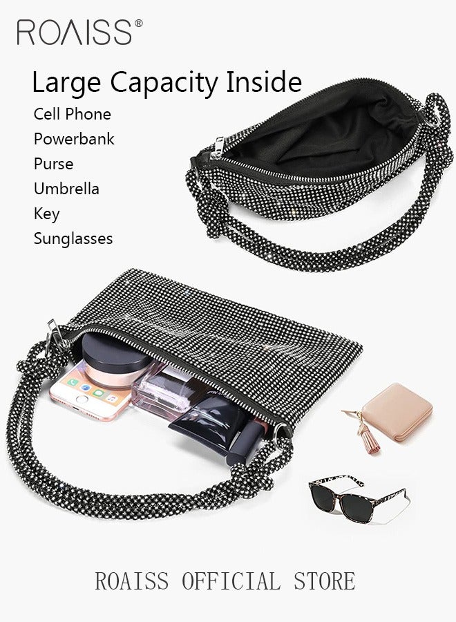 roaiss Women's Evening Bag Clutch Purse Glitter Party Handbag with Chain Ladies Crystal Rhinestone Women Clutch Bag Elegant Shoulder Underarm Bag - Image 3