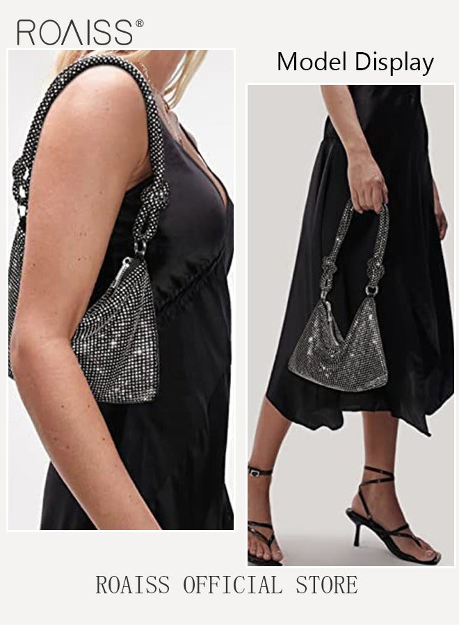 roaiss Women's Evening Bag Clutch Purse Glitter Party Handbag with Chain Ladies Crystal Rhinestone Women Clutch Bag Elegant Shoulder Underarm Bag - Image 4