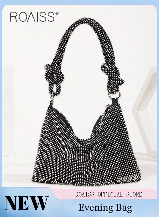 roaiss Women's Evening Bag Clutch Purse Glitter Party Handbag with Chain Ladies Crystal Rhinestone Women Clutch Bag Elegant Shoulder Underarm Bag - Image 2