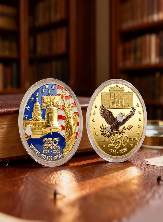 FIMXSD 250th Anniversary Commemorative Coin, Double-Sided Collectible Challenge Coin, Military Commemorative with Gift Box Metal Coins for Display Collectors Gift - Image 2