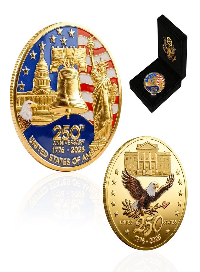 FIMXSD 250th Anniversary Commemorative Coin, Double-Sided Collectible Challenge Coin, Military Commemorative with Gift Box Metal Coins for Display Collectors Gift - Image 1