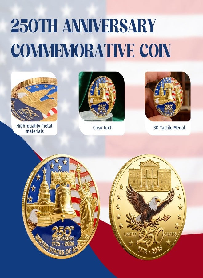 FIMXSD 250th Anniversary Commemorative Coin, Double-Sided Collectible Challenge Coin, Military Commemorative with Gift Box Metal Coins for Display Collectors Gift - Image 3