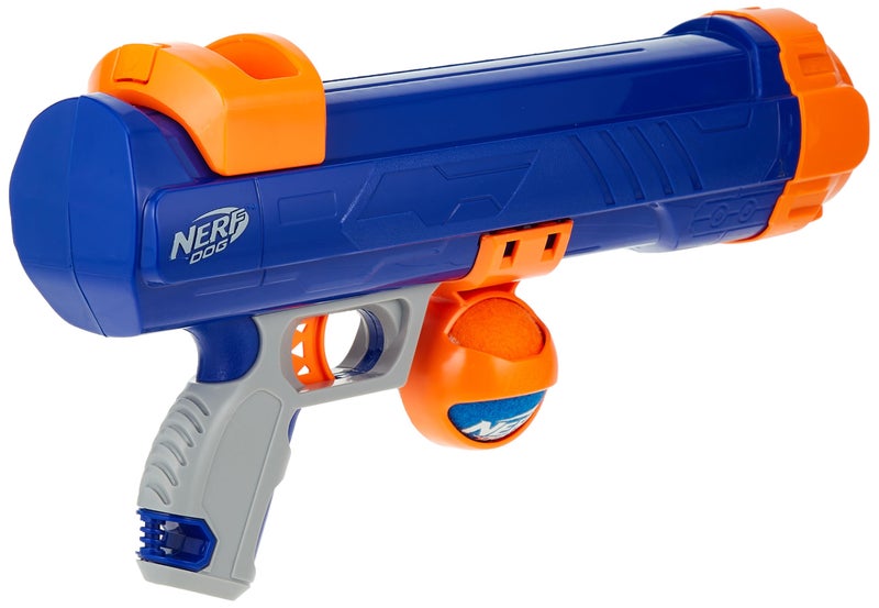 Nerf Dog Tennis Ball Blaster Dog Toy Blue/Orange, 16 Inch Compact Blaster with 1 Ball - Image 3