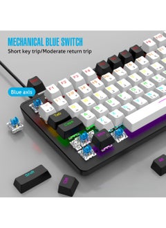 Rock Pow ROCK POW 70% Gaming Keyboard,Arabic English 82 Keys Mechanical Keyboard with RGB Backlit 19 Modes,Volume Lighting Knob Wired Mini PBT Keycaps for PC Gaming and Working (Blue Switch)WB  - Image 2