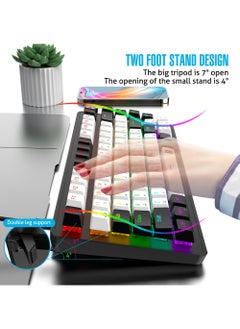 Rock Pow ROCK POW 70% Gaming Keyboard,Arabic English 82 Keys Mechanical Keyboard with RGB Backlit 19 Modes,Volume Lighting Knob Wired Mini PBT Keycaps for PC Gaming and Working (Blue Switch)WB  - Image 5