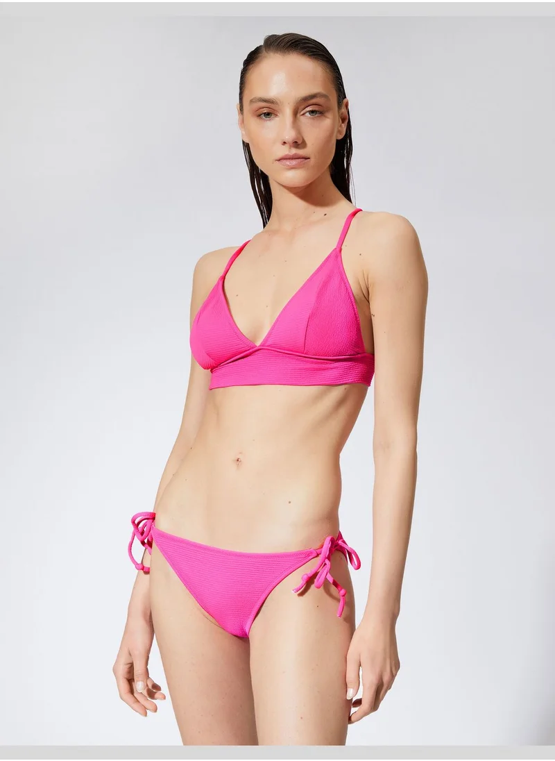 كوتون Bralette Strappy Tissued Bikini Top