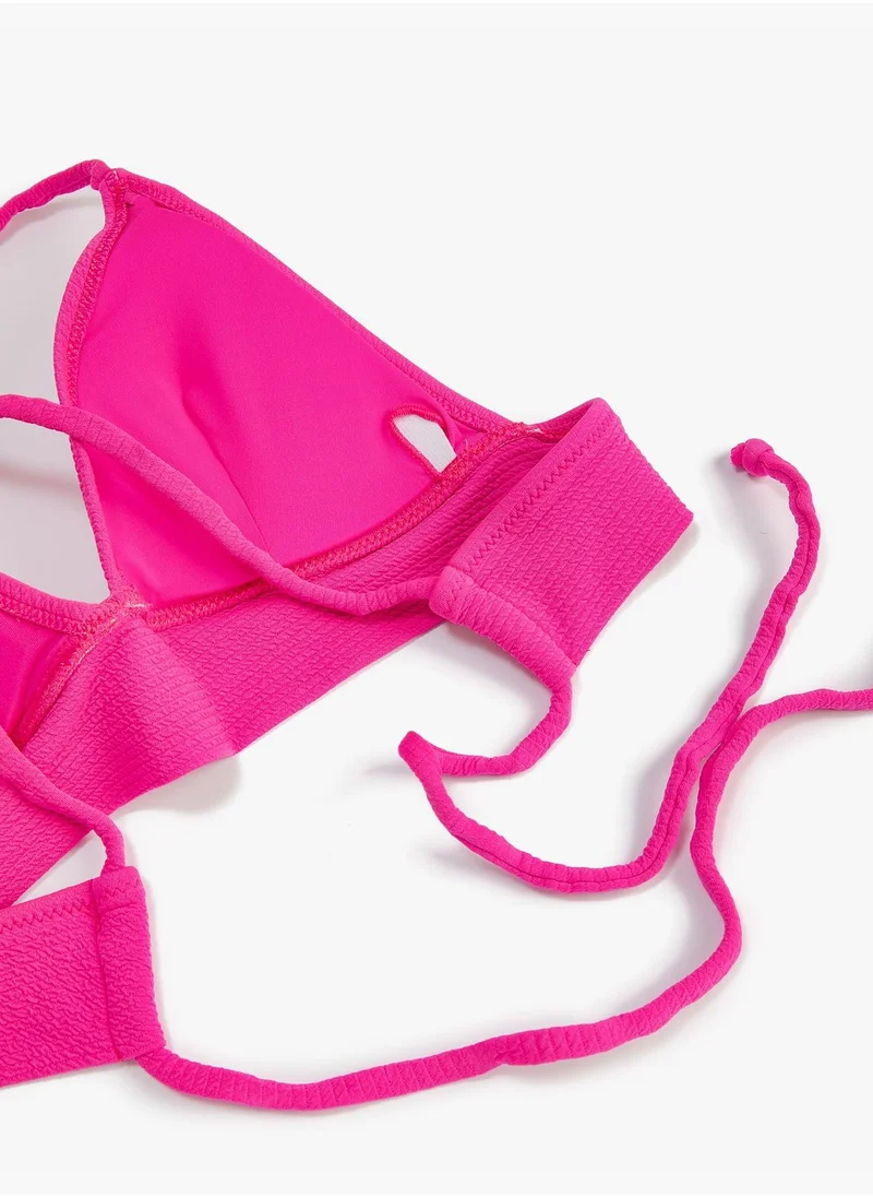 كوتون Bralette Strappy Tissued Bikini Top