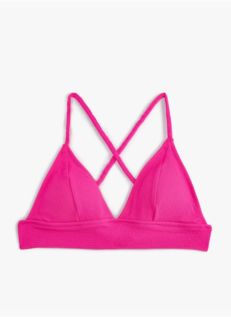 كوتون Bralette Strappy Tissued Bikini Top