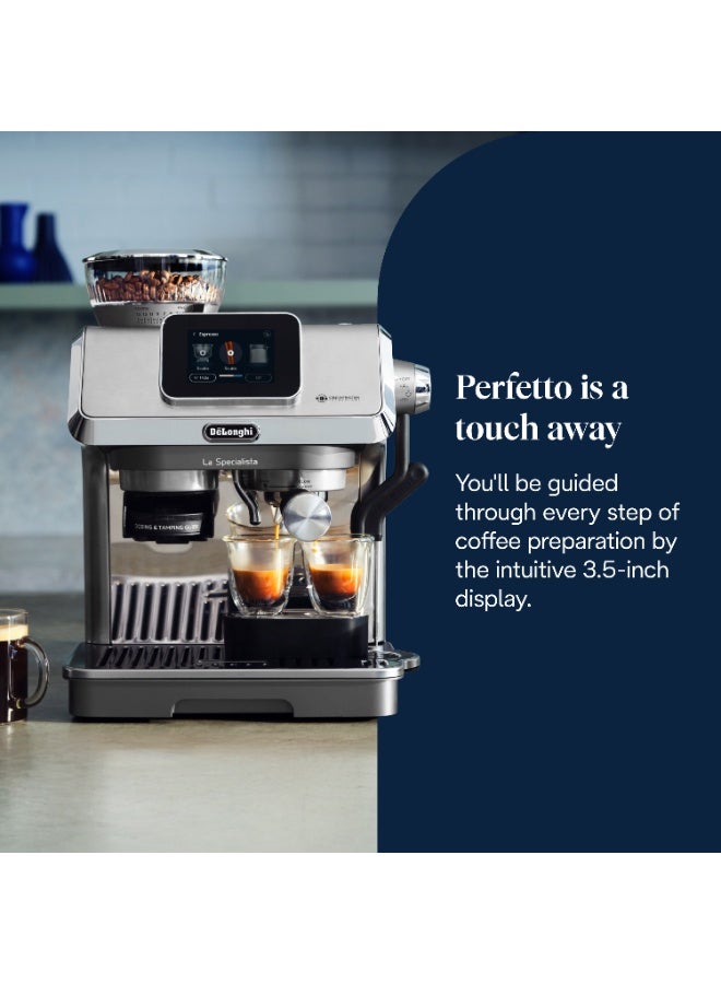 ديلونجي لا سبيشيالستا تاتش EC9455.M، ماكينة قهوة إسبريسو مع مطحنة قهوة، وظيفة التخمير البارد، رغوة حليب أوتوماتيكية أو يدوية، تحكم باللمس بديهي، مجموعة ترحيب، معدن - Image 2