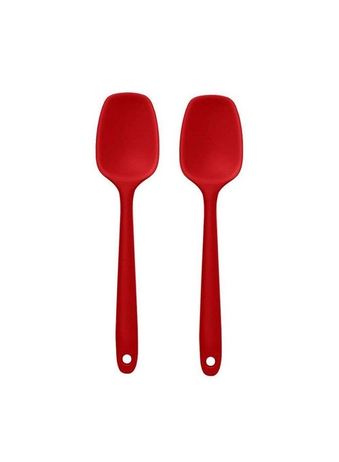 P-Plus International Silicone Non-Stick Heat Resistant Kitchen Utensil| Spatula Spoon Big 27cm |Pack of 2 RED - Image 1
