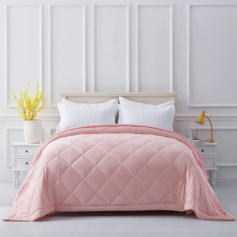 Rajasthan Crafts Lightweight Summer All Weather Reversible Comforter Ultra Soft Quilt Blanket Dohar (60x90 Inches, Pink) - Image 2