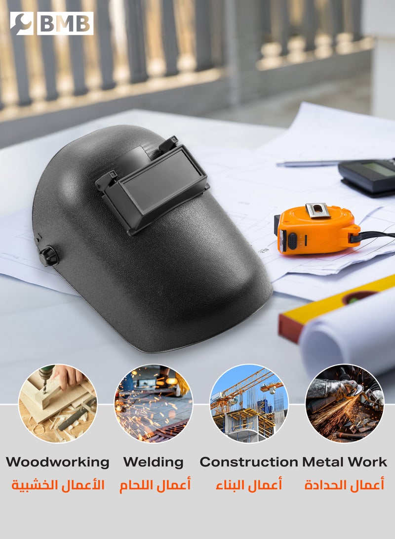 LAWAZIM Black Welding Safety Mask - Thermoplastic Full-Face Sparks Protection with Adjustable Headgear and Sponge Sweatband and Rack and Pin System - for Industrial Construction MIG TIG Arc Welding  - Image 4