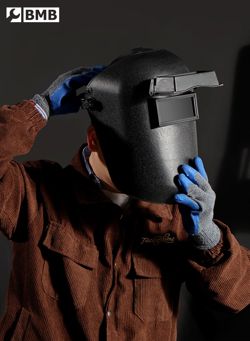 LAWAZIM Black Welding Safety Mask - Thermoplastic Full-Face Sparks Protection with Adjustable Headgear and Sponge Sweatband and Rack and Pin System - for Industrial Construction MIG TIG Arc Welding  - Image 5