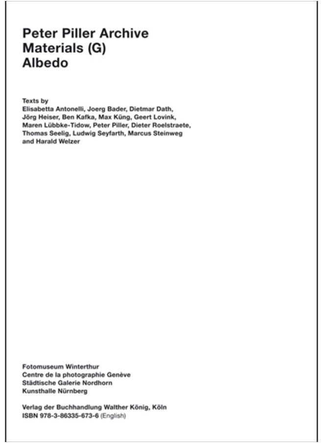Peter Piller Archive, Materials (G) Albedo 