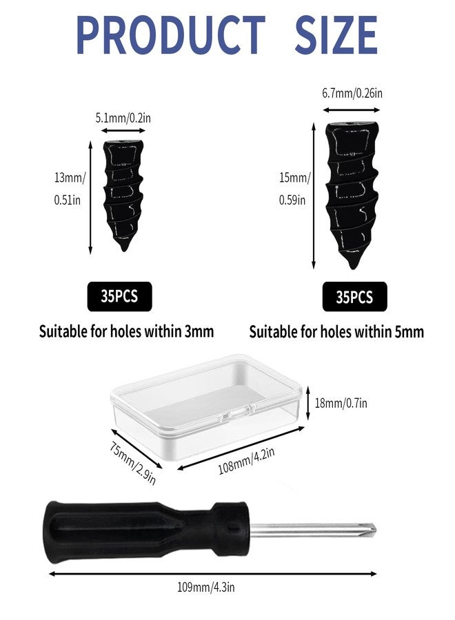Onfunlee Tire Repair Nails 70PCS, Tire Repair Rubber Screws Nails Kits Tire Screw Plugs Vacuum Tire Self-Service Fast Tool with Screwdriver Box for Car Motorcycle Truck ATV Jeep Tire Puncture Repair (35S+35L) - Image 2