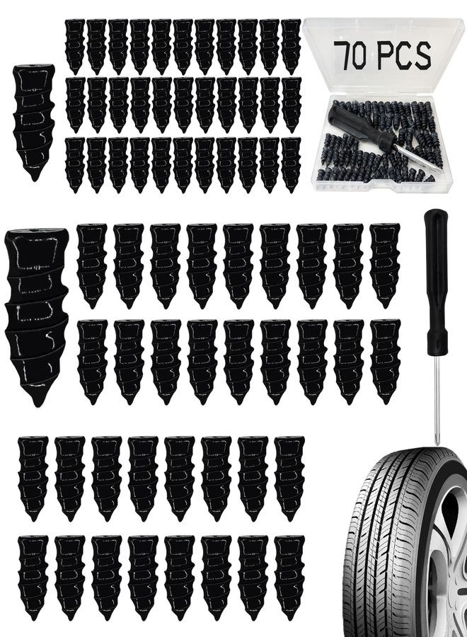 Onfunlee Tire Repair Nails 70PCS, Tire Repair Rubber Screws Nails Kits Tire Screw Plugs Vacuum Tire Self-Service Fast Tool with Screwdriver Box for Car Motorcycle Truck ATV Jeep Tire Puncture Repair (35S+35L) - Image 1