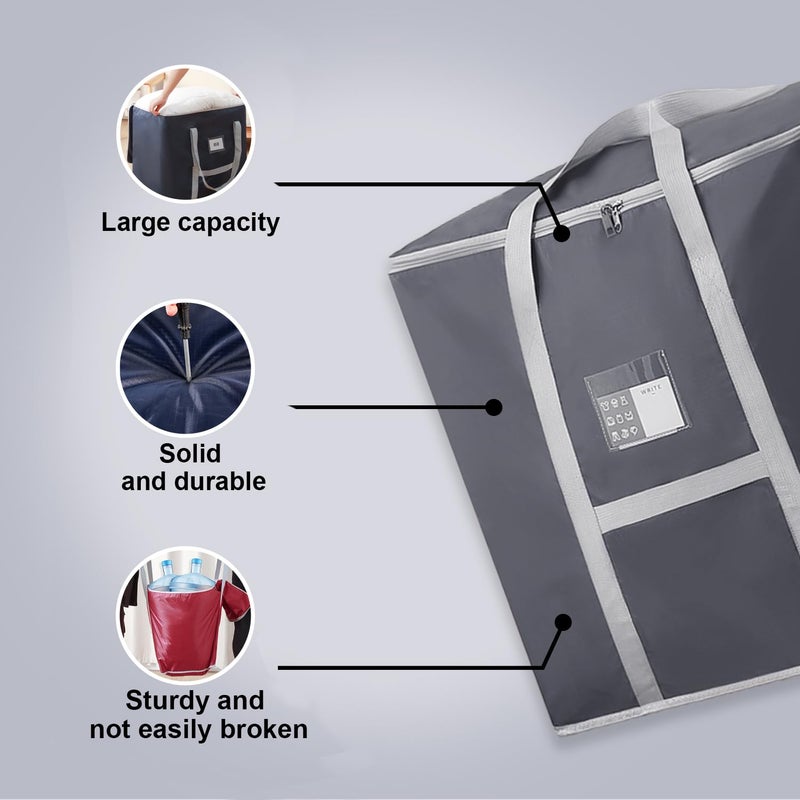 Kuber Industries Storage Bag Foldable Storage Bag Moisture Proof Wardrobe Organizer Underbed Storage Bag for BlanketClothes Travel Moving Bag with Handle S ZH011GY Gray - Image 5