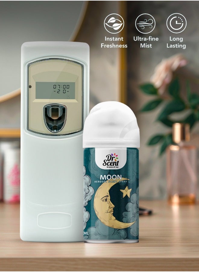 Dr Scent Dr Scent Breeze of Joy, Combo | Automatic Air Freshener Spray Dispenser LCD with 300 ml Aerosol Spray Refill | Long-Lasting Fragrance for Home & Office. (Moon)  - Image 3