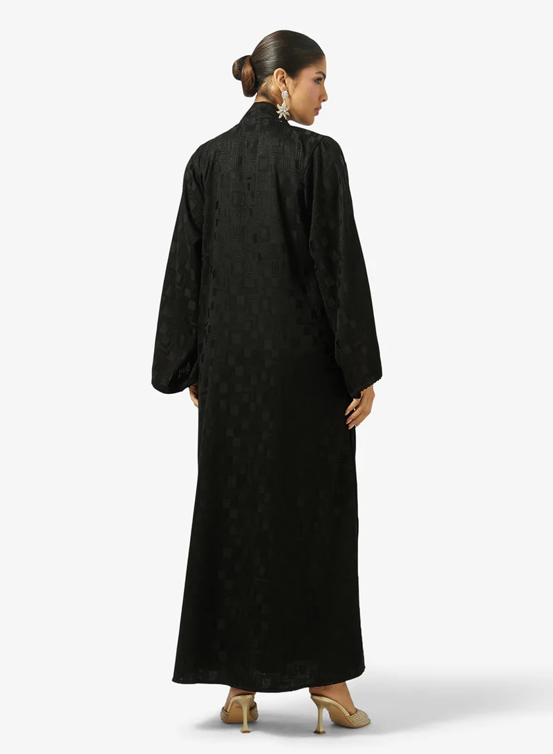 هيا كلوزيت عباية مفتوحة مزينة بطبعة زهور بياقة على شكل