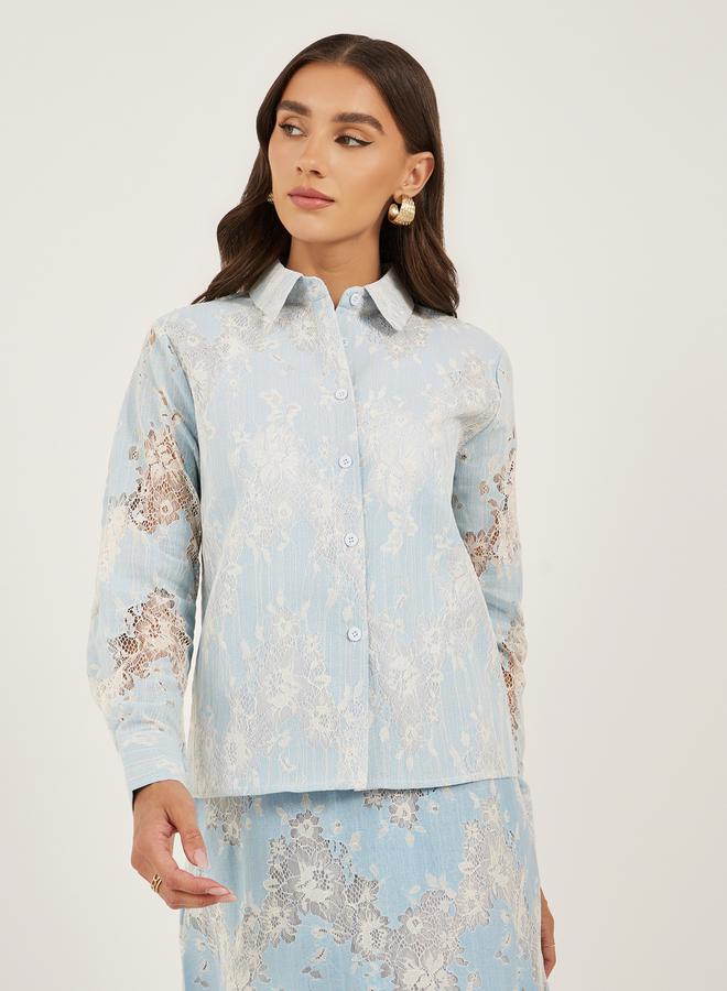 Styli Lace Boxy Buttoned Top  - Image 1