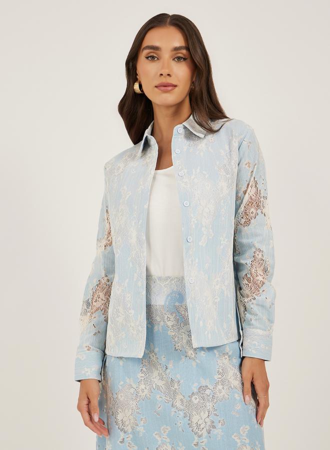 Styli Lace Boxy Buttoned Top  - Image 2