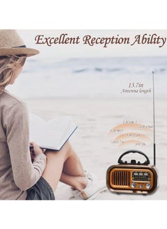 DOSCHER Small Retro Vintage Radio with Bluetooth,Portable Transistor Radio AM FM SW with Best Sound,Excellent Reception,Support TF Card USB MP3 Player,USB or Solar Charging  - Image 3