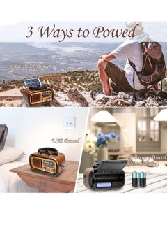 DOSCHER Small Retro Vintage Radio with Bluetooth,Portable Transistor Radio AM FM SW with Best Sound,Excellent Reception,Support TF Card USB MP3 Player,USB or Solar Charging  - Image 5