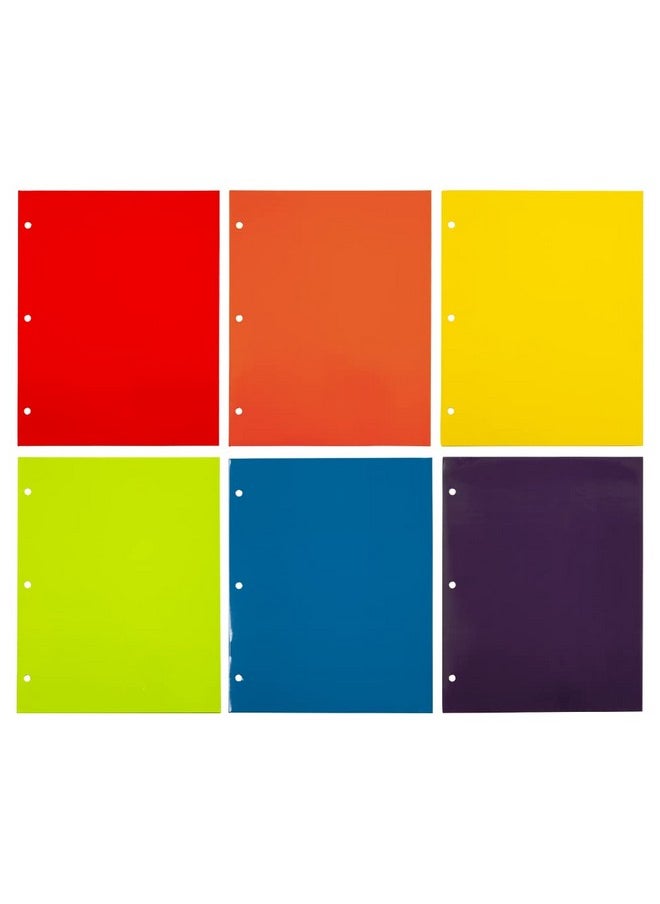 JAM Paper Laminated Two Pocket Glossy 3 Hole Punch School Folders - Letter Size - High Gloss Assorted Primary Colors - 6/Pack  - Image 2