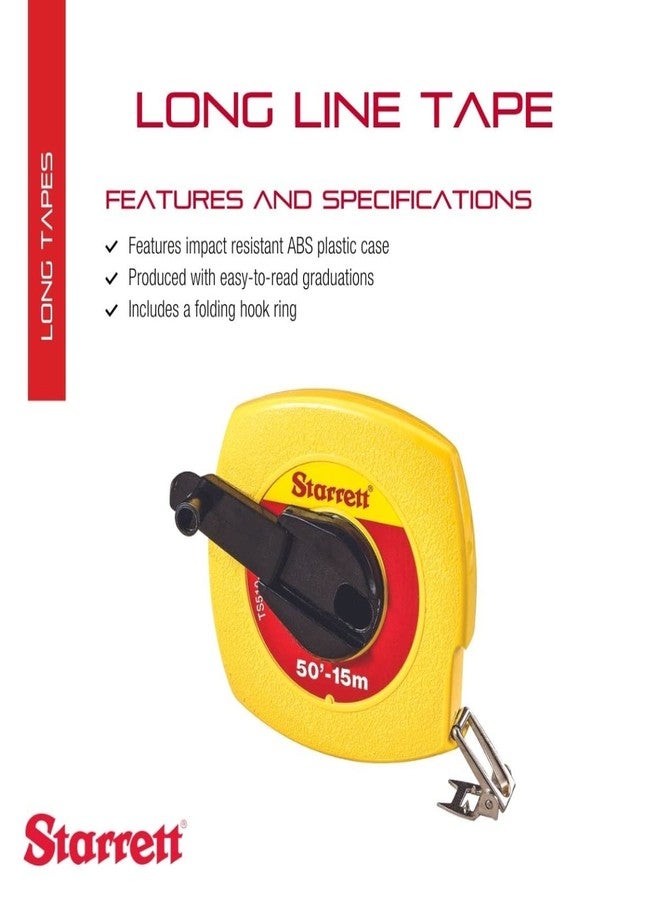 ستارريت شريط ستاريت TS طويل من الفولاذ المغلق مع علبة بلاستيكية ABS مقاومة للصدمات وحلقة خطاف قابلة للطي - طول 50 قدمًا وعرض 3/8 بوصة، رقم نمط التخرج L6 - KTS510-50ME-N - Image 2