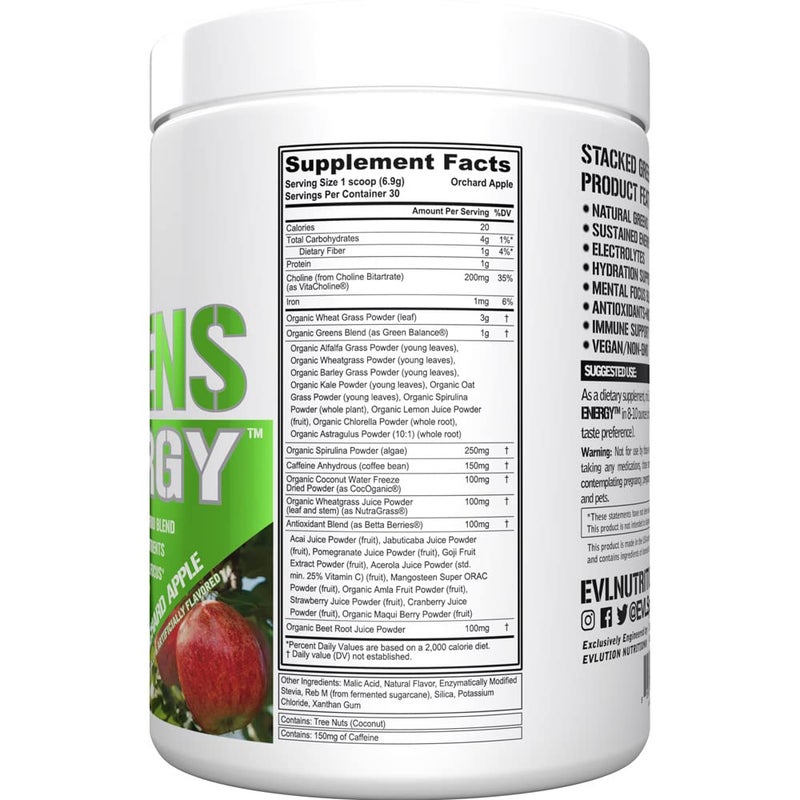 Evlution Greens and Superfoods Energy Drink Powder - EVL Super Greens Powder Smoothie Mix with Caffeine Spirulina Chlorella and Wheat Grass - Vegan - for Energy Focus and Immunity - Image 2