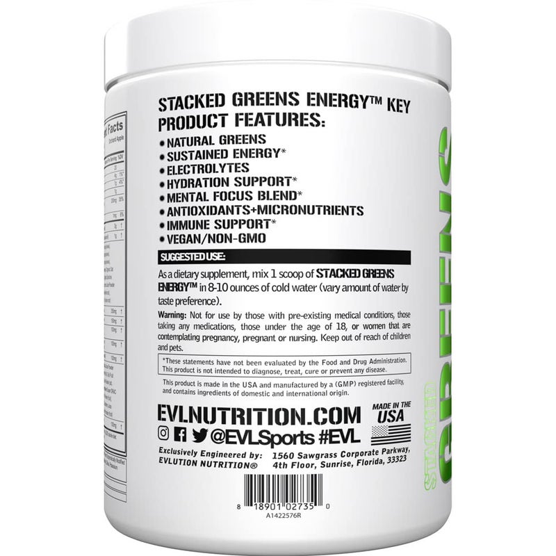 Evlution Greens and Superfoods Energy Drink Powder - EVL Super Greens Powder Smoothie Mix with Caffeine Spirulina Chlorella and Wheat Grass - Vegan - for Energy Focus and Immunity - Image 4