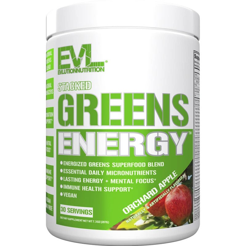 Evlution Greens and Superfoods Energy Drink Powder - EVL Super Greens Powder Smoothie Mix with Caffeine Spirulina Chlorella and Wheat Grass - Vegan - for Energy Focus and Immunity - Image 1