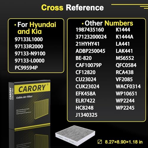 Carory Cabin Air Filter w/Activated Carbon for Hyundai, Kia, Genesis - Tucson, Elantra, Santa Fe, Santa Cruz, Sportage, Sorento, Sonata, Ioniq 5, Ioniq 6, K5, Elantra N, Niro, EV6, EV9, GV60 - Image 3