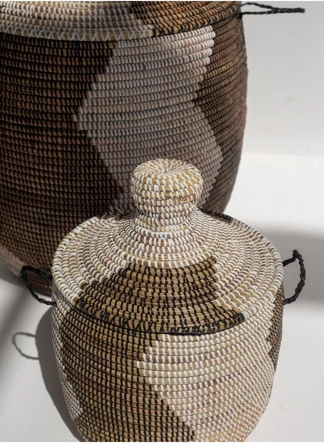 هومكود Handmade Natural & Zigzag Dark Brown Basket