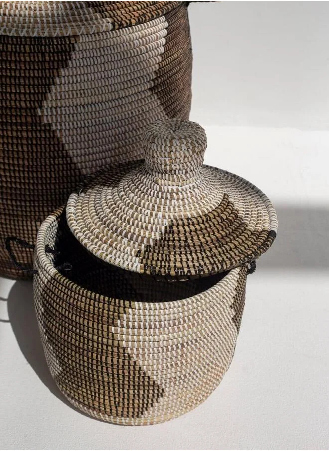 هومكود Handmade Natural & Zigzag Dark Brown Basket