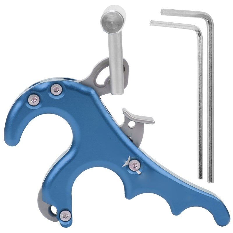 CUPID Metal Release Aids Four Fingers Grip Thumb Caliper Trigger Compound Bow Accessoriesblue - Image 1