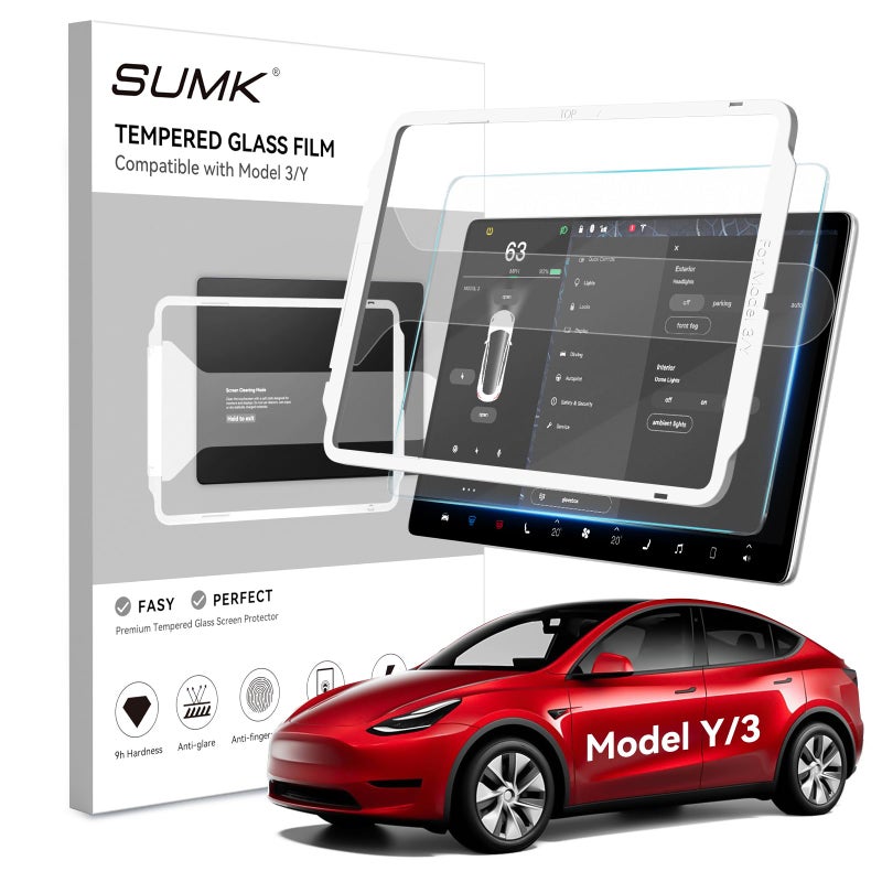 SUMK Screen Protector for Tesla Model Y /3 Accessories (No for 3 Highland & Y Juniper), [9H & Anti-glare & Fingerprint] 15 inch Front Protector for Model Y (2020~2024) Model 3 (2017~2023) - Matte - Image 1